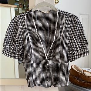 Black & white gingham cropped top